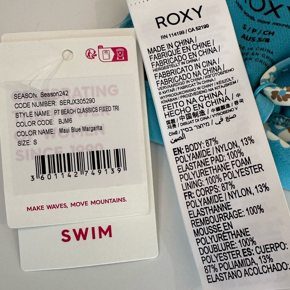 Roxy Beach Classics Triangle Floral Bikini Top & Thong bottoms Women’s Small - Picture 7 of 8